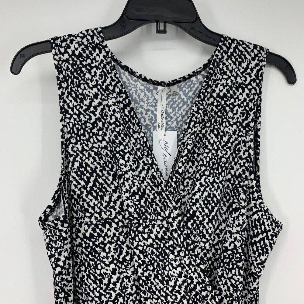 NY Collection Jumpsuit Black Printed Sleeveless V Neck NWT - Picture 3 of 13
